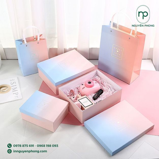 phối màu chuyển sắc cho hộp giấy 